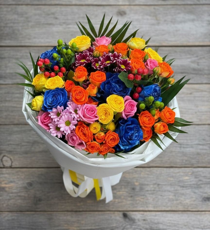 Букет цветов из: Розы и Хризантемы в Коноково