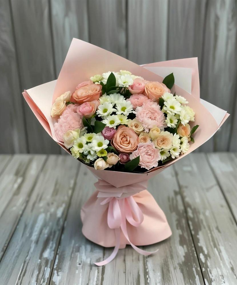 Букет цветов из: Гвоздики, Розы и Хризантемы в Коноково