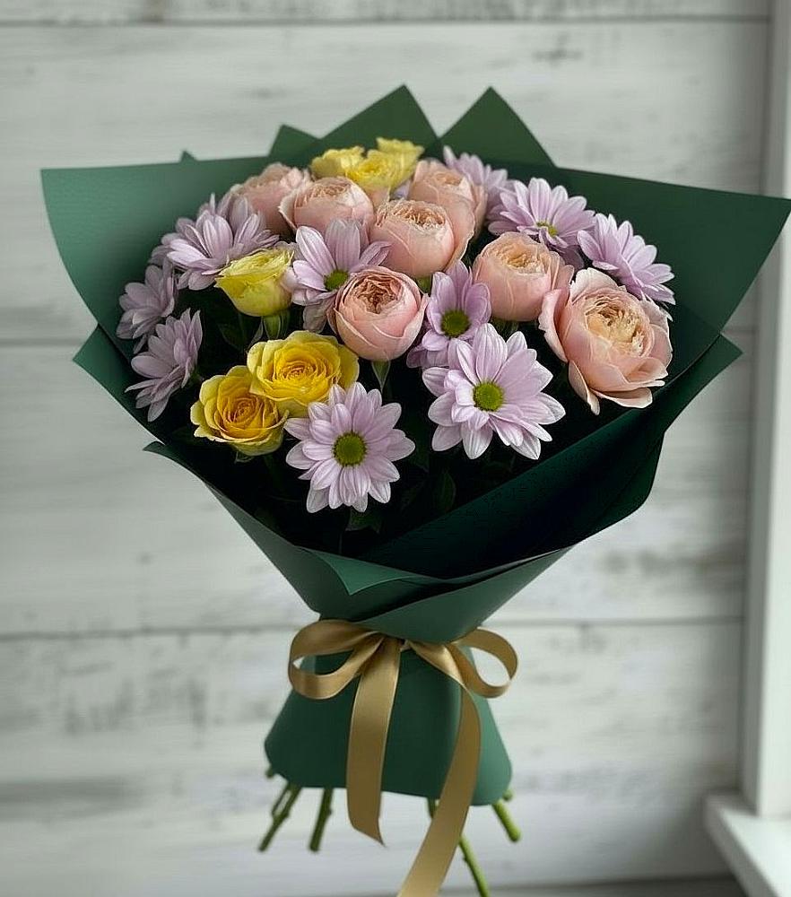 Букет цветов из: Хризантемы и Розы в Коноково