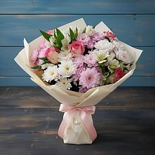 Букет цветов из:  Хризантемы, Альстромерии и Розы в Коноково