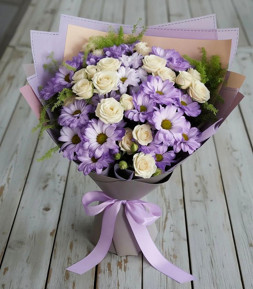 Букет цветов из: Хризантемы и Розы в Коноково